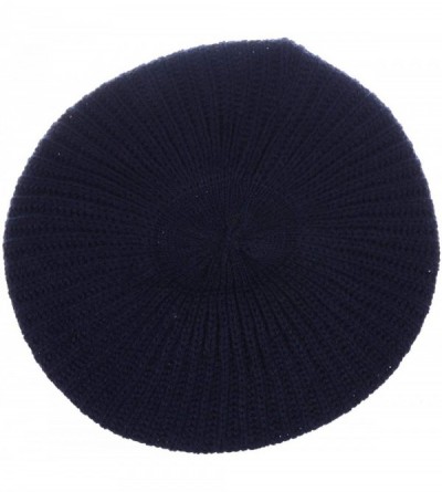 Berets Ladies Winter Solid Chic Slouchy Ribbed Crochet Knit Beret Beanie Hat W/WO Flower Adornment - CC18X8WUO56 $18.94