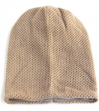 Skullies & Beanies Unisex Adult Winter Warm Slouch Beanie Long Baggy Skull Cap Stretchy Knit Hat Oversized - Khaki - C5128JXD...