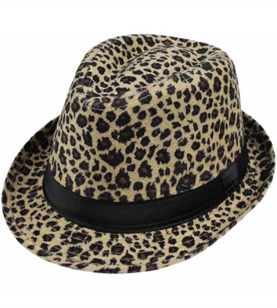 Fedoras Leopard Print Fedora Soft Outdoor Hat Cap Men Women Jazz Hat - Beige - C318MHWGWEU $12.68