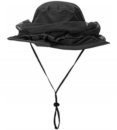 Sun Hats Head Net Hat Safari Hats Sun Protection Water Repellent Bucket Boonie Hats Hidden Outdoor - Black - CS18RC8G5ZO $13.33