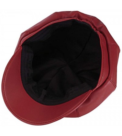 Berets Women Newsboy Hat Cap for Ladies Visor Beret Hat - 3b116-pu Leather-red - CJ18Y4ZRQN5 $9.22