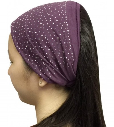Cold Weather Headbands Wide Fabric Headbands with Sparkling Rhinestones - Plum Purple - CE11TDGL9RH $10.30
