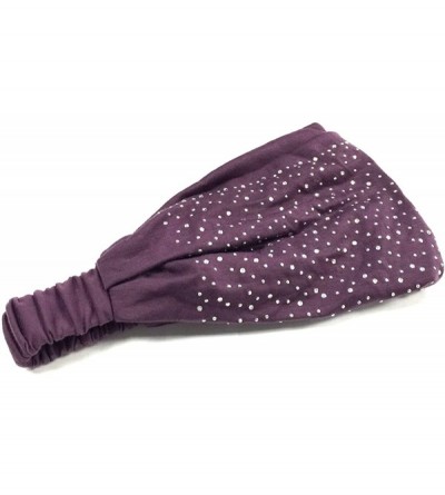 Cold Weather Headbands Wide Fabric Headbands with Sparkling Rhinestones - Plum Purple - CE11TDGL9RH $10.30
