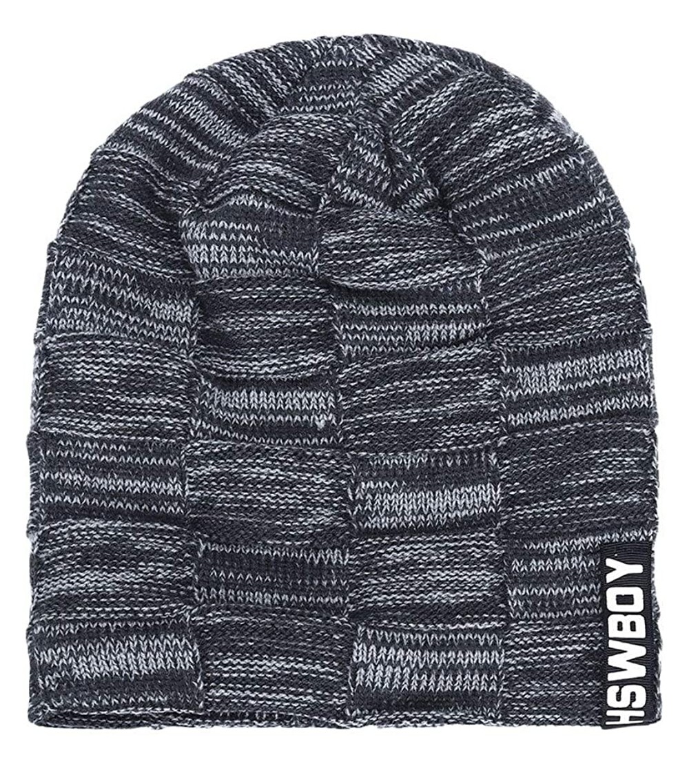 Skullies & Beanies Men's Warm Beanie Winter Thicken Hat and Scarf Two-Piece Knitted Windproof Cap Set - E-gray - C5193CD6MCM ...