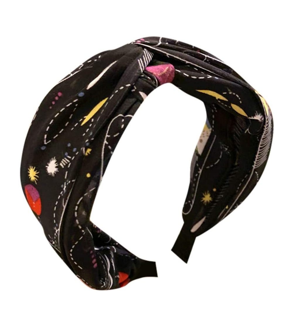 Headbands Accessories Printing Headband Headwear - Black - CS18T7MTZH8 $10.01