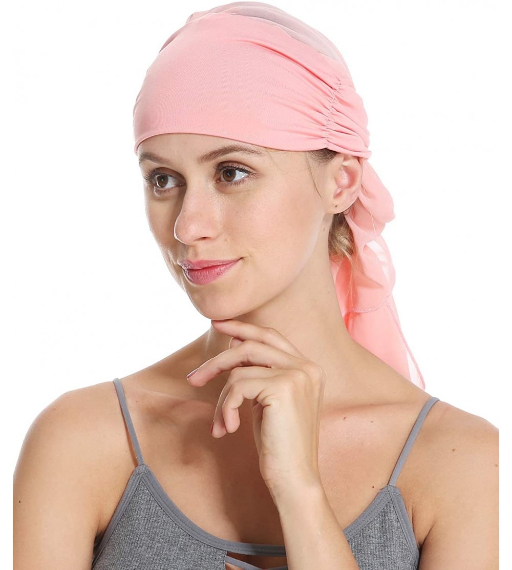 Skullies & Beanies Chemo Headwear Caps for Women - Breathable Cancer Hats Head Wraps Patient Gifts - Shell Pink - CC18YSI6NMC...