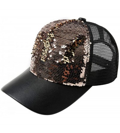 Headbands Women Adjustable Sequin Bling Tennis Baseball Cap Sun Cap Hat - Gold - CJ193XTT48D $7.94