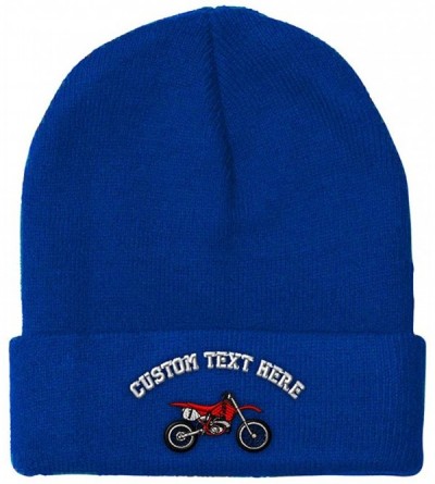 Skullies & Beanies Custom Beanie for Men & Women Red Dirt Bike Style A Embroidery Skull Cap Hat - Royal Blue - CZ18ZS4C65G $1...