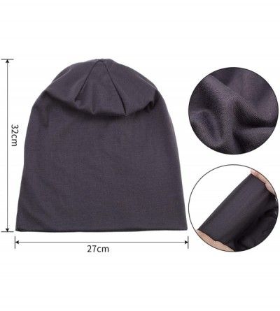 Skullies & Beanies 6 Pieces Thin Knit Slouchy Beanies Cap Cotton Chemo Sleep Cap Dwarf Hat for Women Men - CA18YE5MQOC $34.47
