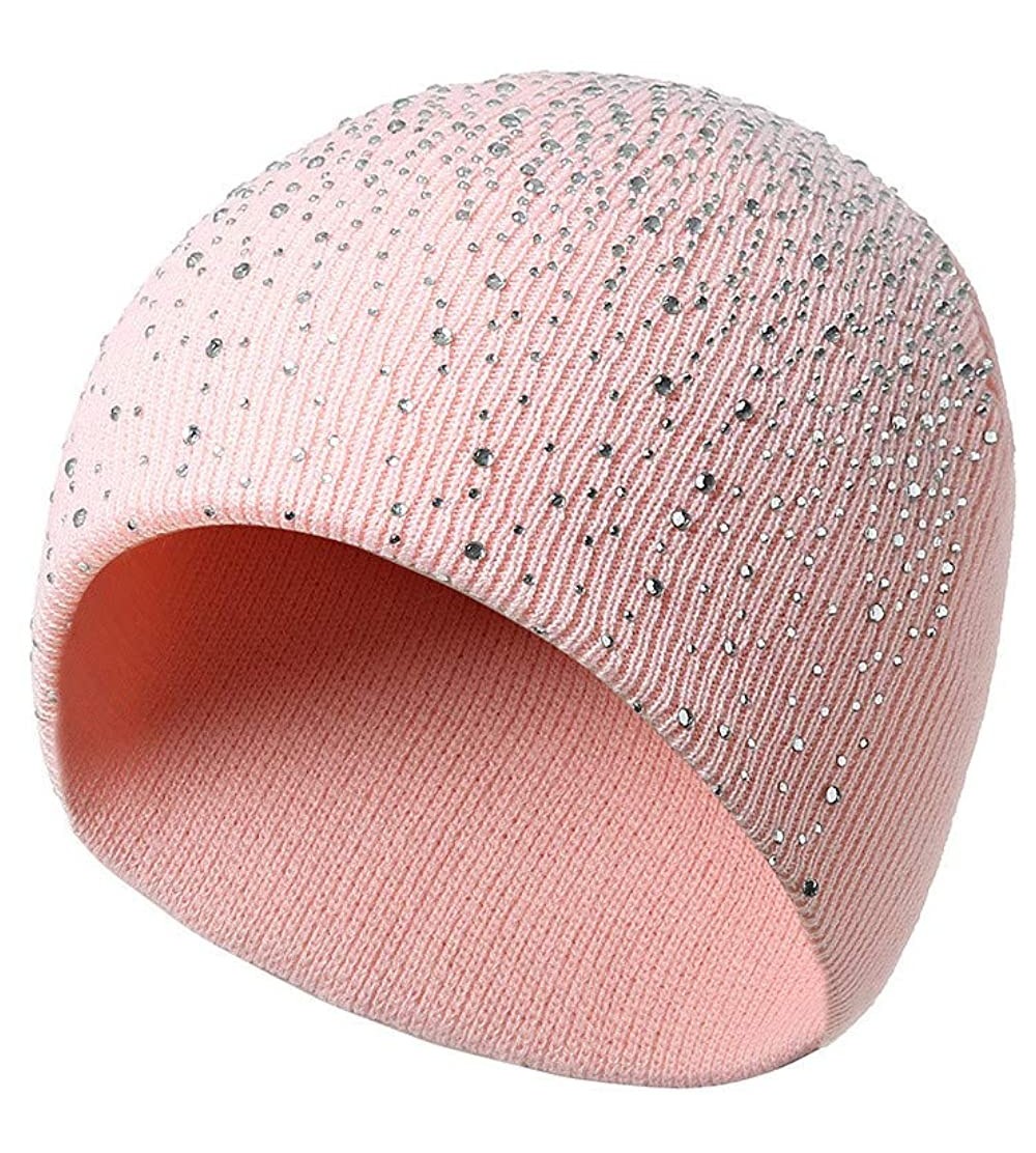 Skullies & Beanies Stretch Knitted Hairball Knitting - Pink - CX18A2LE3SY $6.59