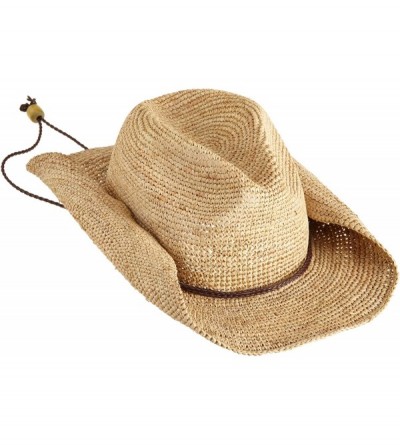 Cowboy Hats Women's Crocheted Raffia Cowboy Hat - Natural - CG1144QSH0N $69.30