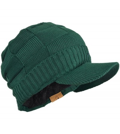 Skullies & Beanies Men Stripe Knit Visor Beanie Hat for Winter - Green - CH186UHHYN6 $14.58