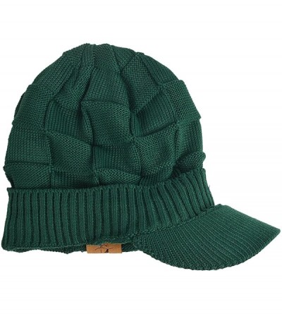 Skullies & Beanies Men Stripe Knit Visor Beanie Hat for Winter - Green - CH186UHHYN6 $14.58
