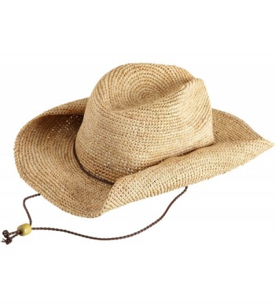 Cowboy Hats Women's Crocheted Raffia Cowboy Hat - Natural - CG1144QSH0N $40.08