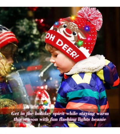 Skullies & Beanies Light Up Hat Beanie LED Ugly Xmas Party Beanie Cap Flashing Christmas Hat Knitted Cap for Women Kids - C91...