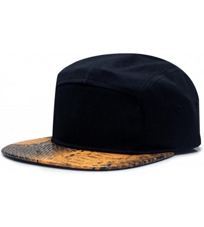 Sun Hats Snake Skin 5 Panel Biker Hat - Black/Orange - CB11CVTH03Z $29.49