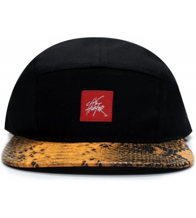 Sun Hats Snake Skin 5 Panel Biker Hat - Black/Orange - CB11CVTH03Z $17.98