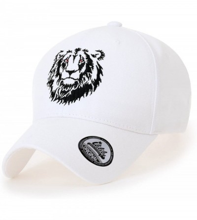 Baseball Caps Red Eyes Lion Embroidered Cotton Casual Baseball Cap XL Trucker Hat - White - CW18DNS398D $55.95