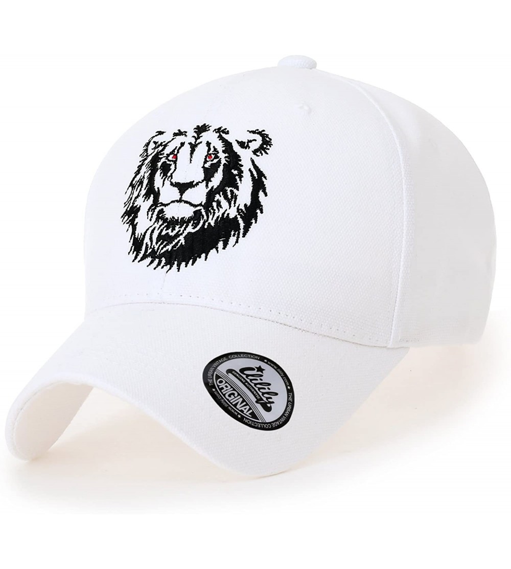 Baseball Caps Red Eyes Lion Embroidered Cotton Casual Baseball Cap XL Trucker Hat - White - CW18DNS398D $22.99