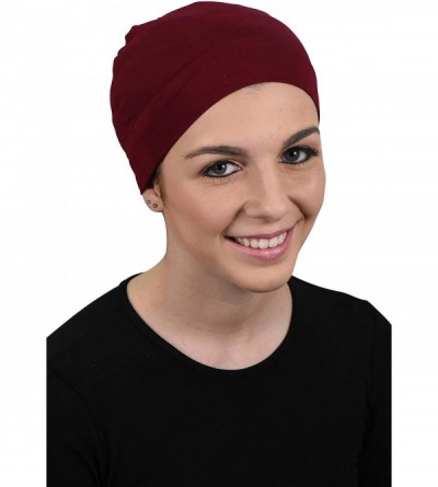 Skullies & Beanies Womens Soft Sleep Cap Comfy Cancer Wig Liner & Hair Loss Cap - Burgundy - C618004IEER $11.19