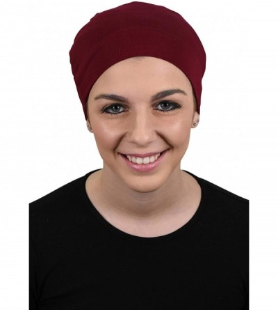 Skullies & Beanies Womens Soft Sleep Cap Comfy Cancer Wig Liner & Hair Loss Cap - Burgundy - C618004IEER $11.19