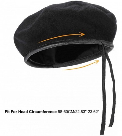 Berets AYPOW Berets Ladies Military Leather - Style A-black - C718WSWQH5Q $8.72