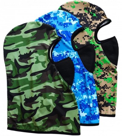 Balaclavas 3 Pieces Balaclava Face Cover Motorcycle Windproof Camouflage Fishing Cap Sunscreen Hat - CX18X6DY9C7 $9.58