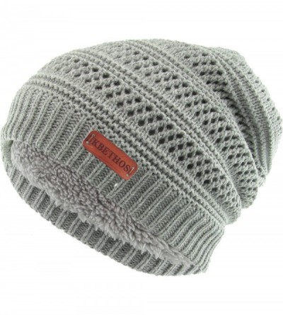 Skullies & Beanies Super Warm Slouchy Fleeced Long Beanie Warm Fur Lined Winter Knit Hat Thick Skull Cap - CJ18GL7N6CY $27.29