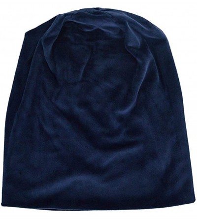 Skullies & Beanies Women Fashion Leisure Winter Warm Hat Velvet Soft Beanie for Outdoors - Navy Blue - CY188E46QK4 $14.99