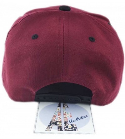Baseball Caps Classic Paisley Bandana Print Flat Bill Cap Hat Snapback - Burgundy Black - CZ12O48W9J8 $18.16