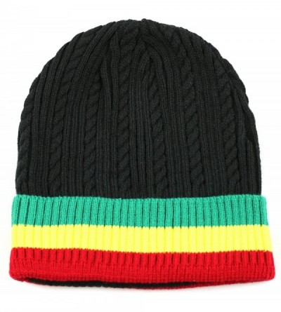 Skullies & Beanies Twisted Cable Classic Winter Beanie Hat - Rasta - CO128P0D843 $9.50