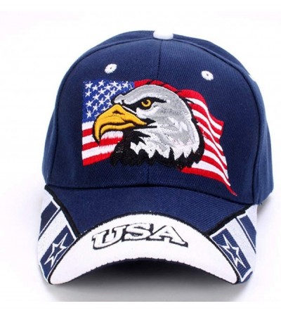 Baseball Caps American Flag USA Eagle Baseball Hat Cap for Women Men Adjustable 3D Embroidered - Navy - C318RHD8Y6T $23.13