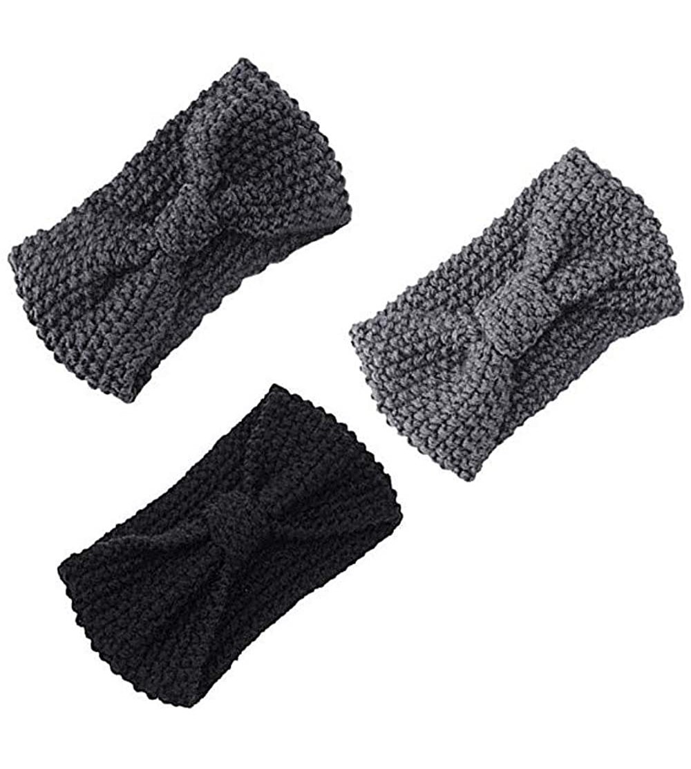 Skullies & Beanies 3pcs Womens Winter Knitted Headband Elastic Crochet Ear Warmers Hair Band Ear Muffs - D - C718M2L82ZS $9.12