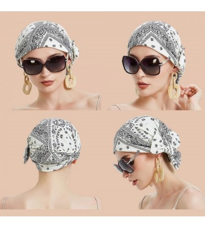 Skullies & Beanies Pretied Slip on Turban Chemo Hat- Flower Turban 2 Pack-Elastic Knotted Headwrap Beanie-Sleep Hat-Hair Loss...