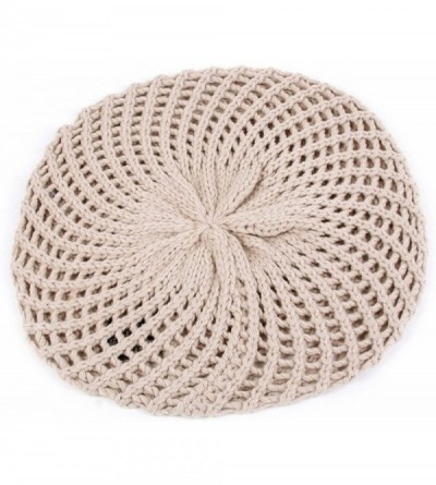 Berets Fashion Knitted Beret Open Weave Style 184HB - Beige - CK18LSOK02R $9.78