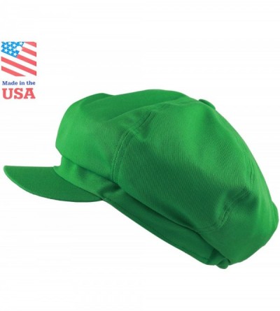 Newsboy Caps Exclusive Cotton Newsboy Gatsby Applejack Cabbie Plain Hat Made in USA - Kelly Green - CR12OD1PSHF $14.57