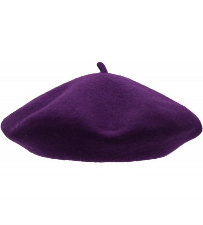 Berets Wool French Beret Hat for Women - Dark Purple - C418N8DAUSS $25.03