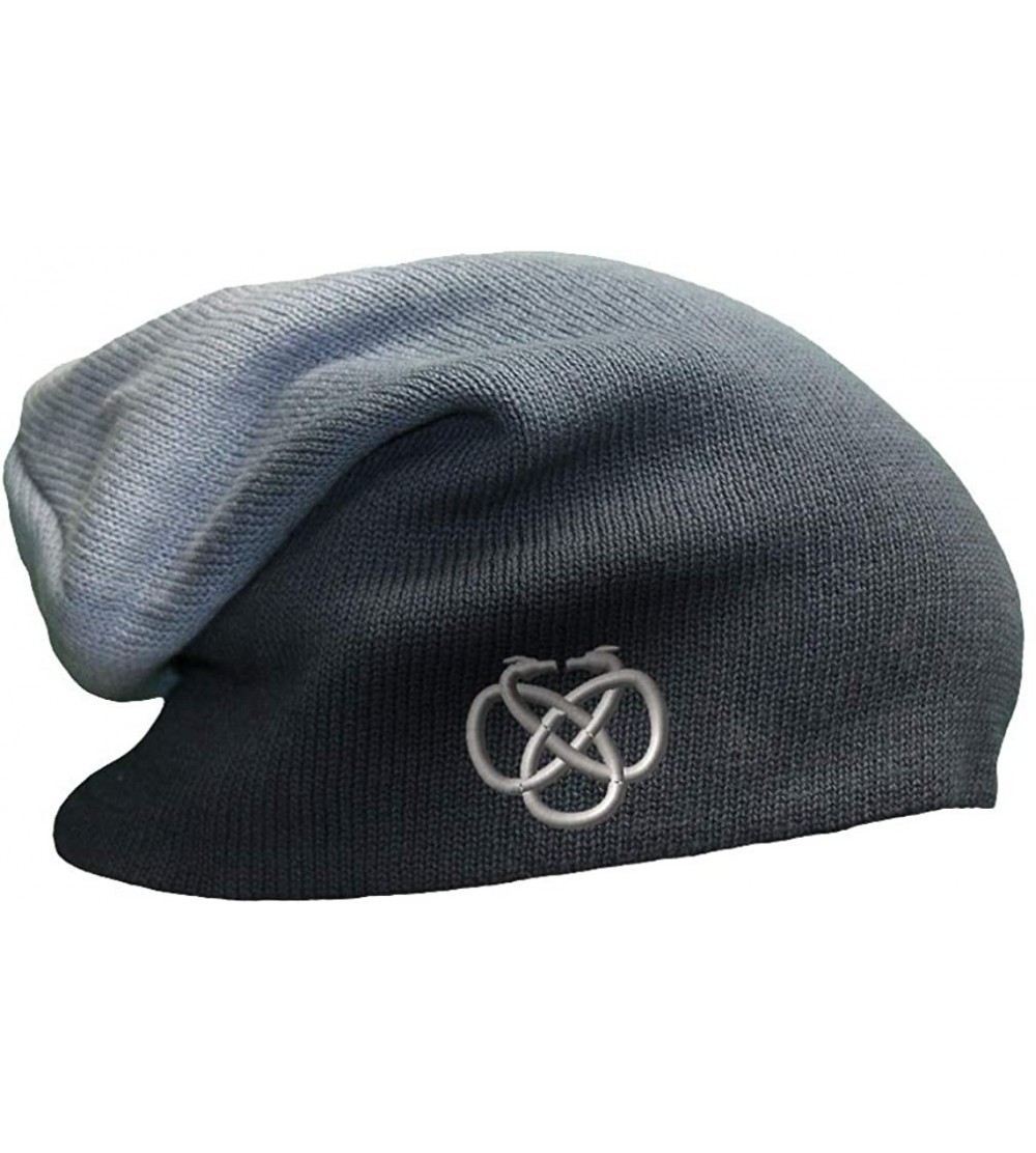Skullies & Beanies Custom Slouchy Beanie Celtic Knot Embroidery Skull Cap Hats for Men & Women - Navy - CO18A55MCDH $17.66