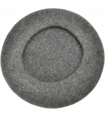 Berets Wool French Beret Hat Solid Color Beret Cap for Women Girls - Melange Grey - CD187Q5XOKR $15.04