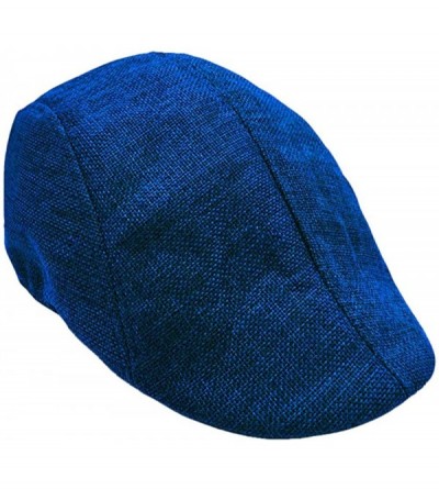 Skullies & Beanies Men Summer Visor Hat Sun Hat Mesh Running Sport Casual Breathable Beret Flat Cap - Blue - C218HXSQ7C4 $7.33