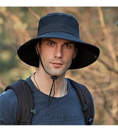 Bucket Hats Outdoor UPF 50+ UV Sun Protection Waterproof Breathable Wide Brim Bucket Sun Hat for Men/Women - Black-2 - CL197R...