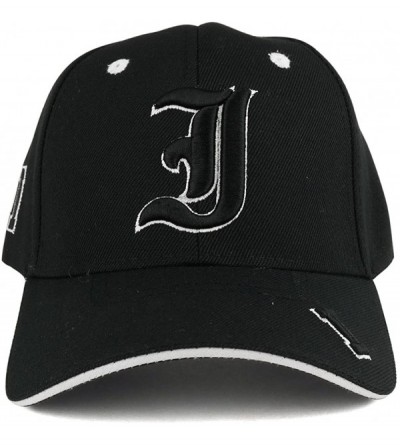 Baseball Caps Gothic Alphabet Letters 3D Monogram Embroidered Structured Baseball Cap - I - CO185S3TY26 $14.14