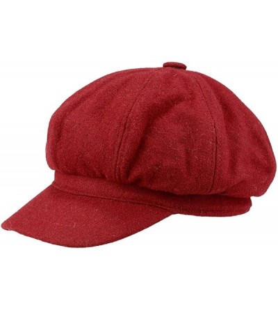 Newsboy Caps Women Girl Newsboy Peaked Beret Hat Warm Cloche Flat Caps - Classic Red - CG12MX2ZGDG $13.06