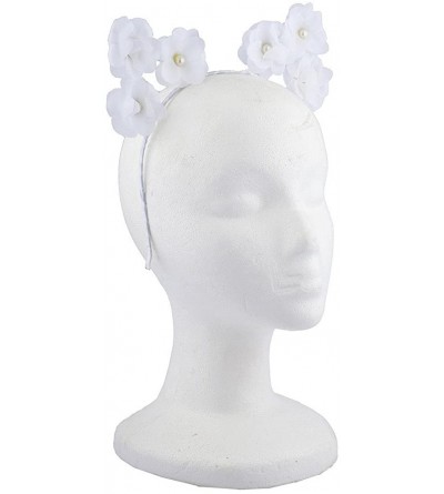 Headbands Girls Cat Ears Costume Floral Accessory Headband Adults - White Flower - C217YHNOH7N $11.17