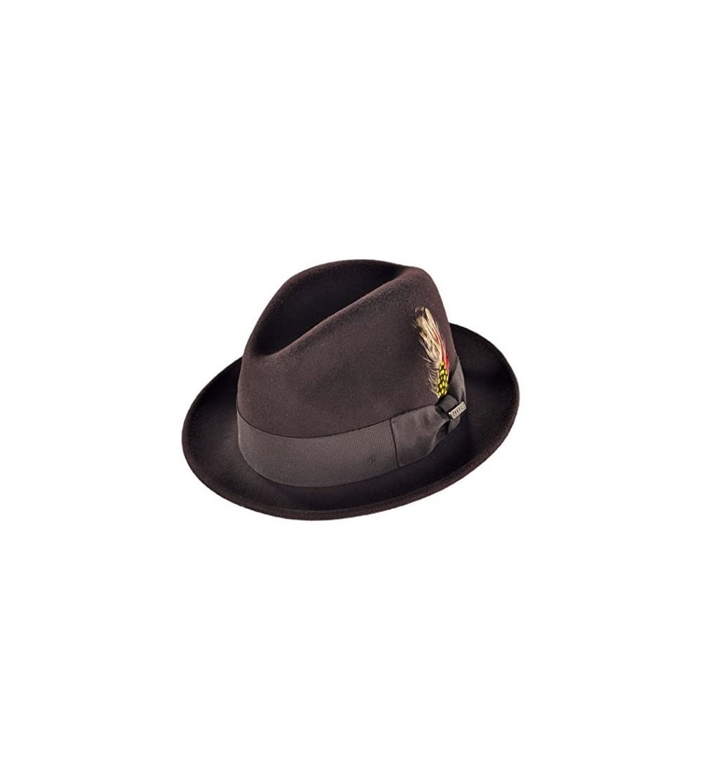 Fedoras Blues Trilby Crushable Fedora Hat - Brown - CF112NVMY9L $53.37