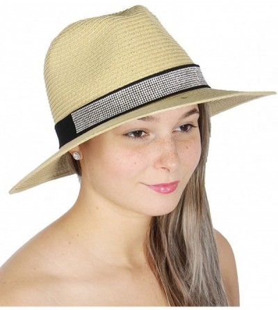 Sun Hats Beach Sun Hats for Women Large Sized Paper Straw Wide Brim Summer Panama Fedora - Sun Protection - CK18ERDAWKO $12.80
