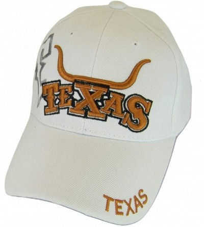 Baseball Caps Texas Longhorn & State Flag Adjustable Baseball Cap - White - CE18RC068MK $12.11