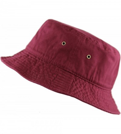 Bucket Hats Unisex 100% Cotton Packable Summer Travel Bucket Beach Sun Hat - Burgundy - CS17WUKK9KZ $19.25