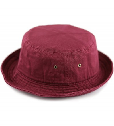 Bucket Hats Unisex 100% Cotton Packable Summer Travel Bucket Beach Sun Hat - Burgundy - CS17WUKK9KZ $8.85