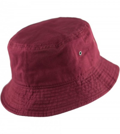 Bucket Hats Unisex 100% Cotton Packable Summer Travel Bucket Beach Sun Hat - Burgundy - CS17WUKK9KZ $8.85